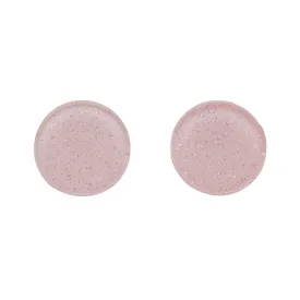 Circle Glitter Resin Stud Earrings - Light Pink