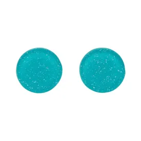 Circle Glitter Resin Stud Earrings - Turquoise