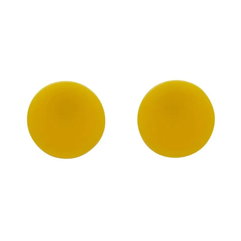 Circle Solid Resin Stud Earrings - Yellow