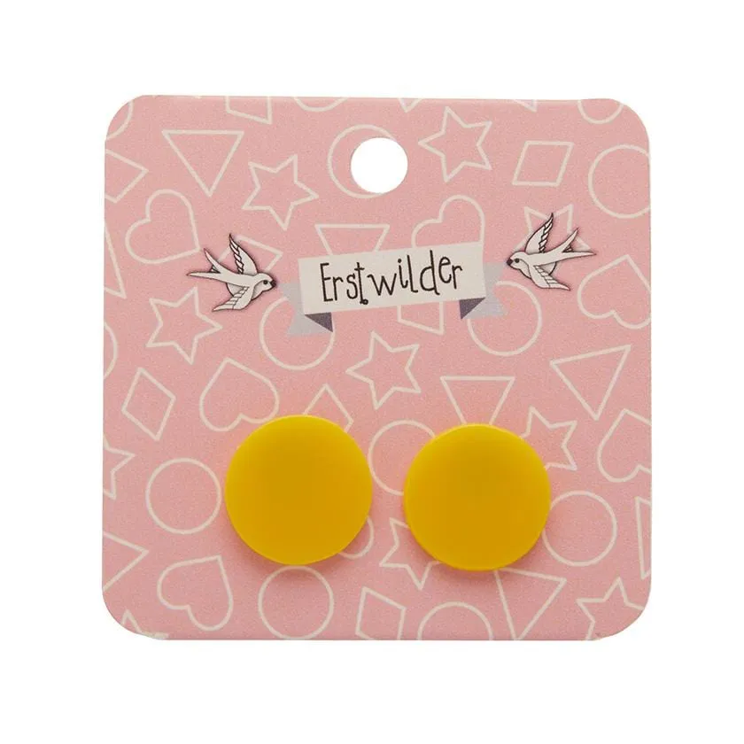 Circle Solid Resin Stud Earrings - Yellow