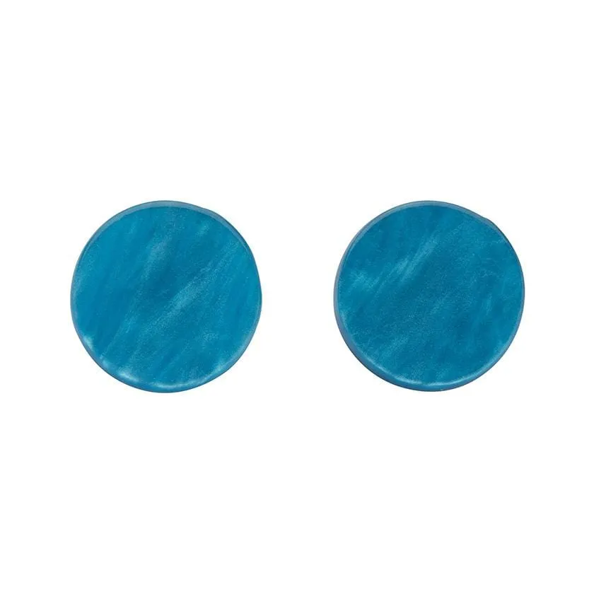 Circle Textured Resin Stud Earrings - Blue