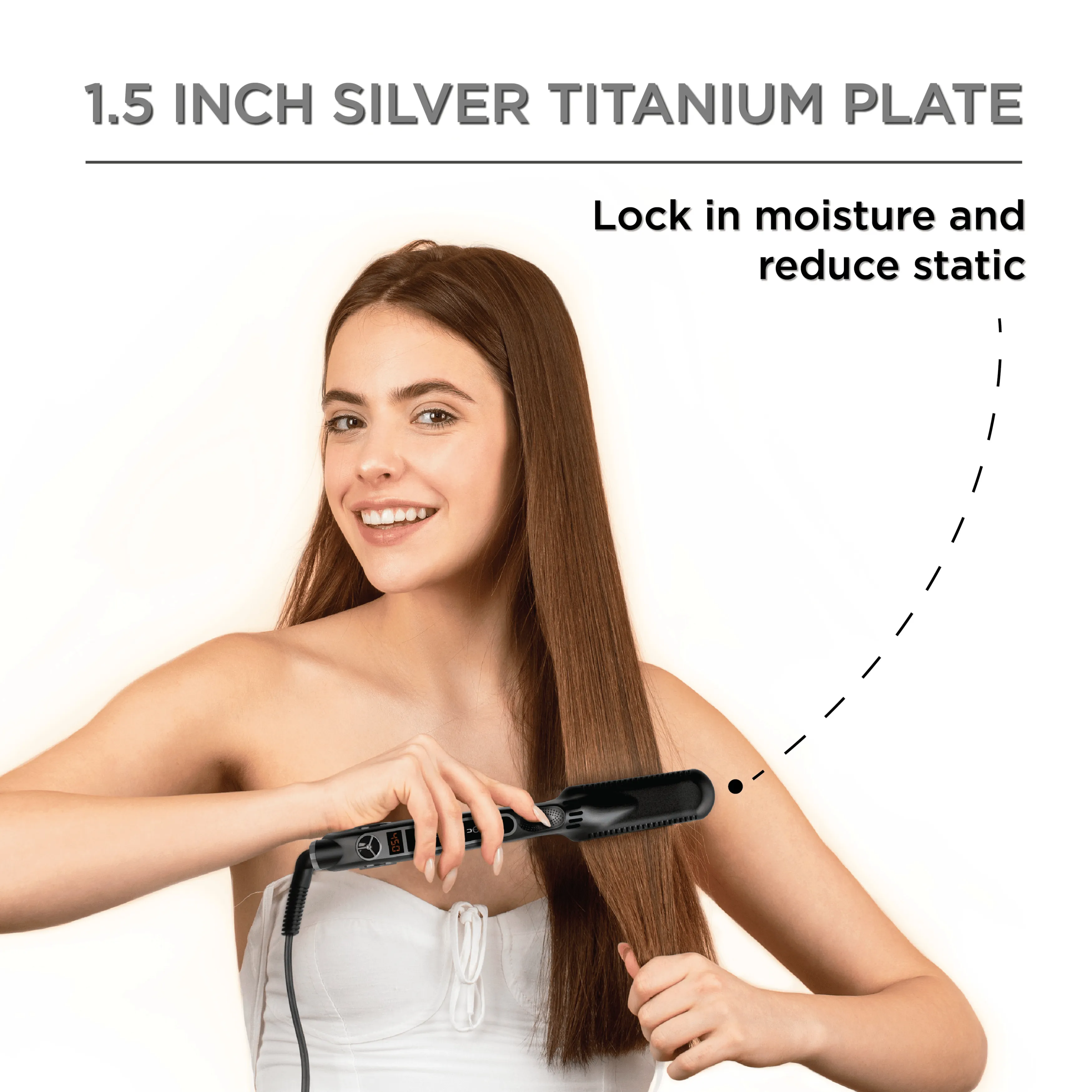 Classic Silver Titanium Flat Iron 1.5"