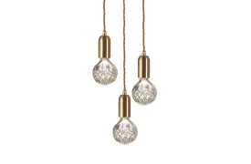 Clear Crystal Bulb Chandelier 3 Piece - Brushed Brass