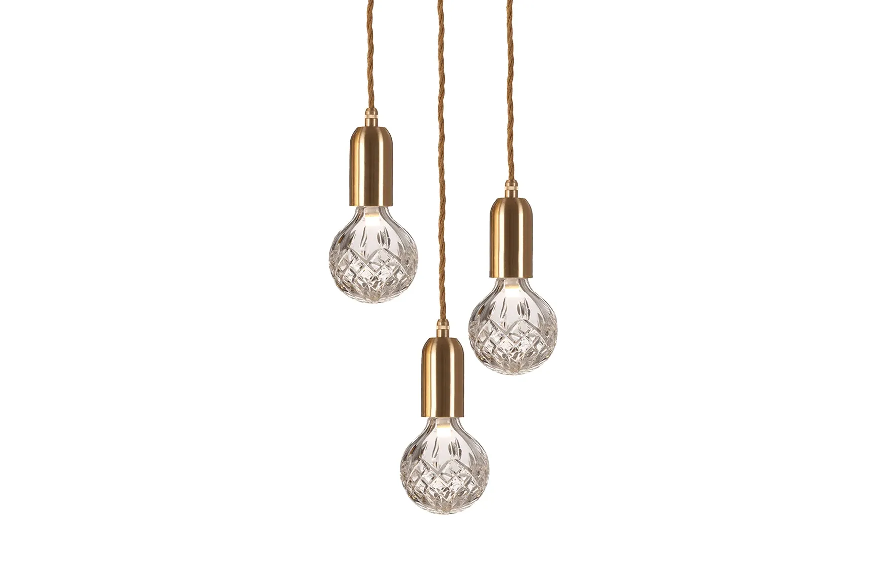 Clear Crystal Bulb Chandelier 3 Piece - Brushed Brass