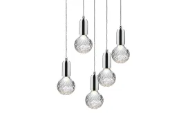 Clear Crystal Bulb Chandelier 5 Piece - Polished Chrome