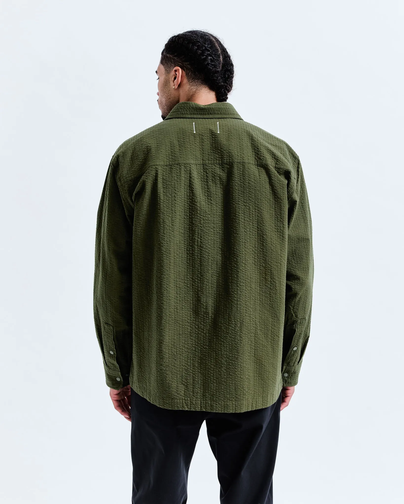 Cotton Seersucker Campus Overshirt