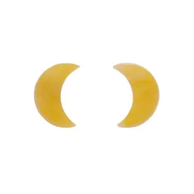 Crescent Moon Marble Resin Stud Earrings - Yellow