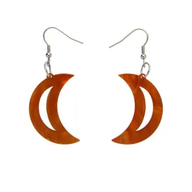 Crescent Moon Ripple Resin Drop Earrings - Gold