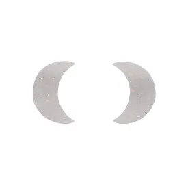 Crescent Moon Solid Glitter Resin Stud Earrings - White