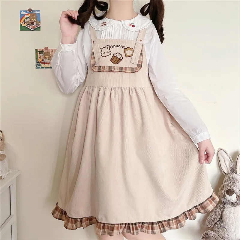 Cute Bear Embroidered Sling Dress PL51385