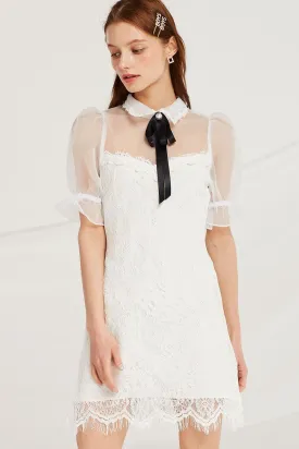 Daisy Lace Dress w/ Organza Top