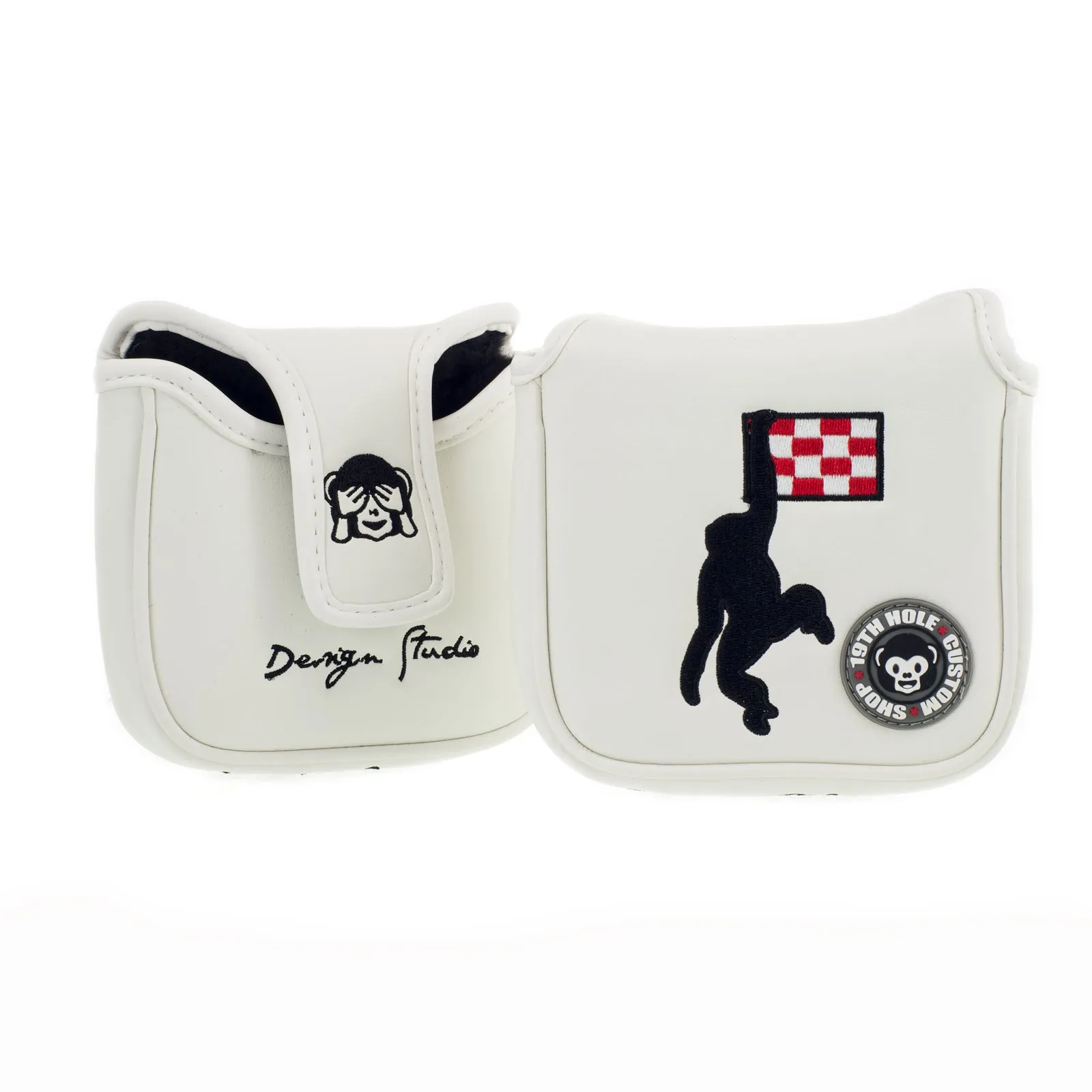 Dancing Monkey High MOI Mallet Putter Headcover, Heel Shafted, White