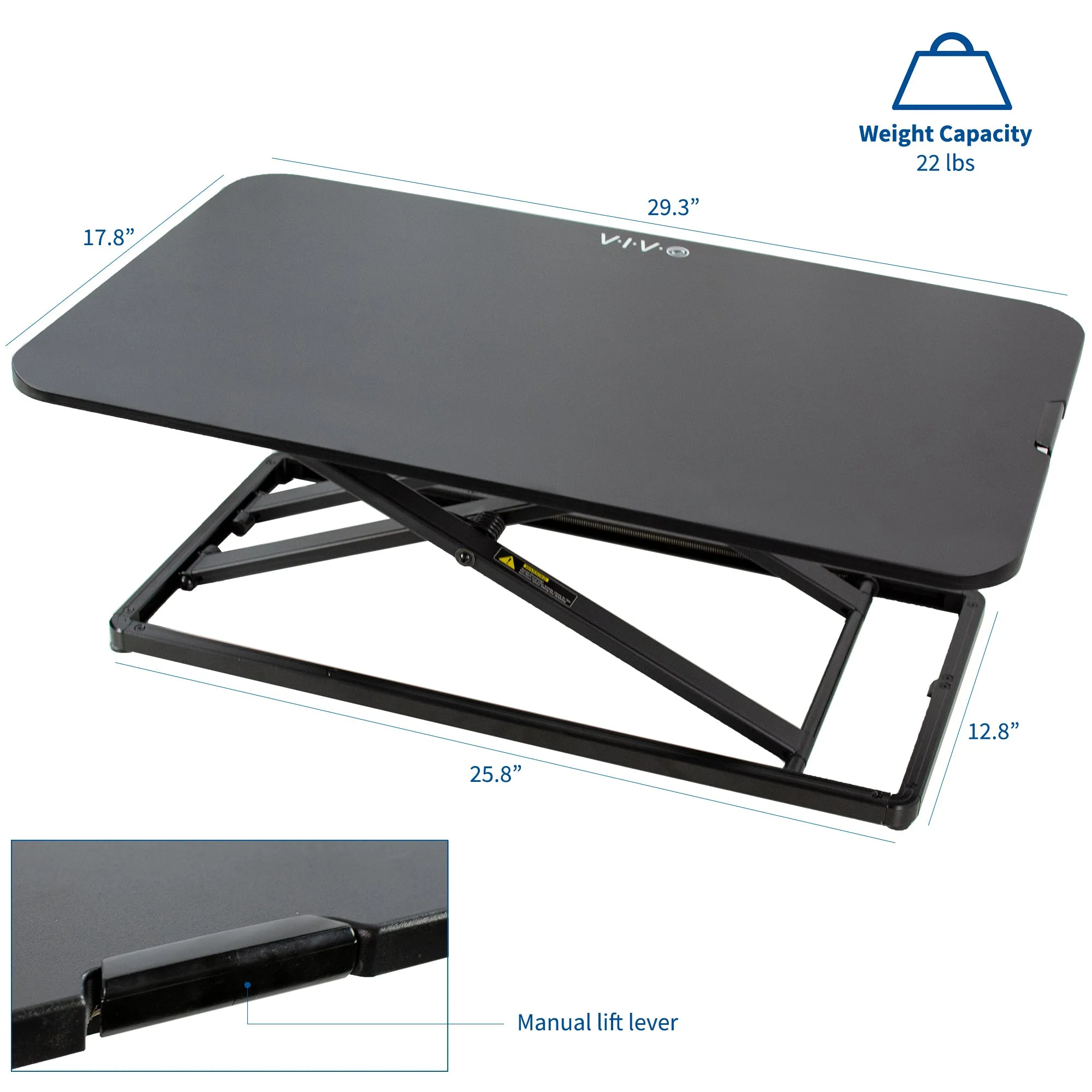 Desk Converter Riser Workstation with Adjustable Height (Single)