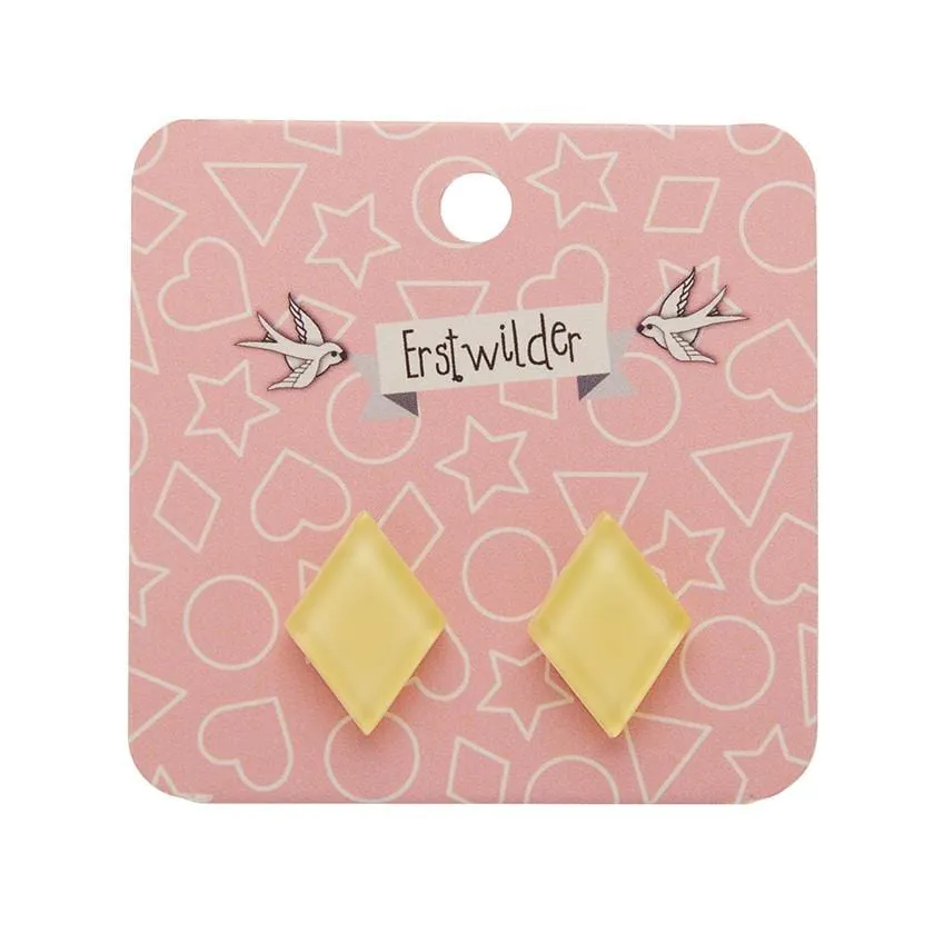 Diamond Bubble Resin Stud Earrings - Light Yellow