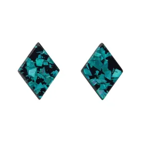 Diamond Chunky Glitter Resin Stud Earrings - Teal