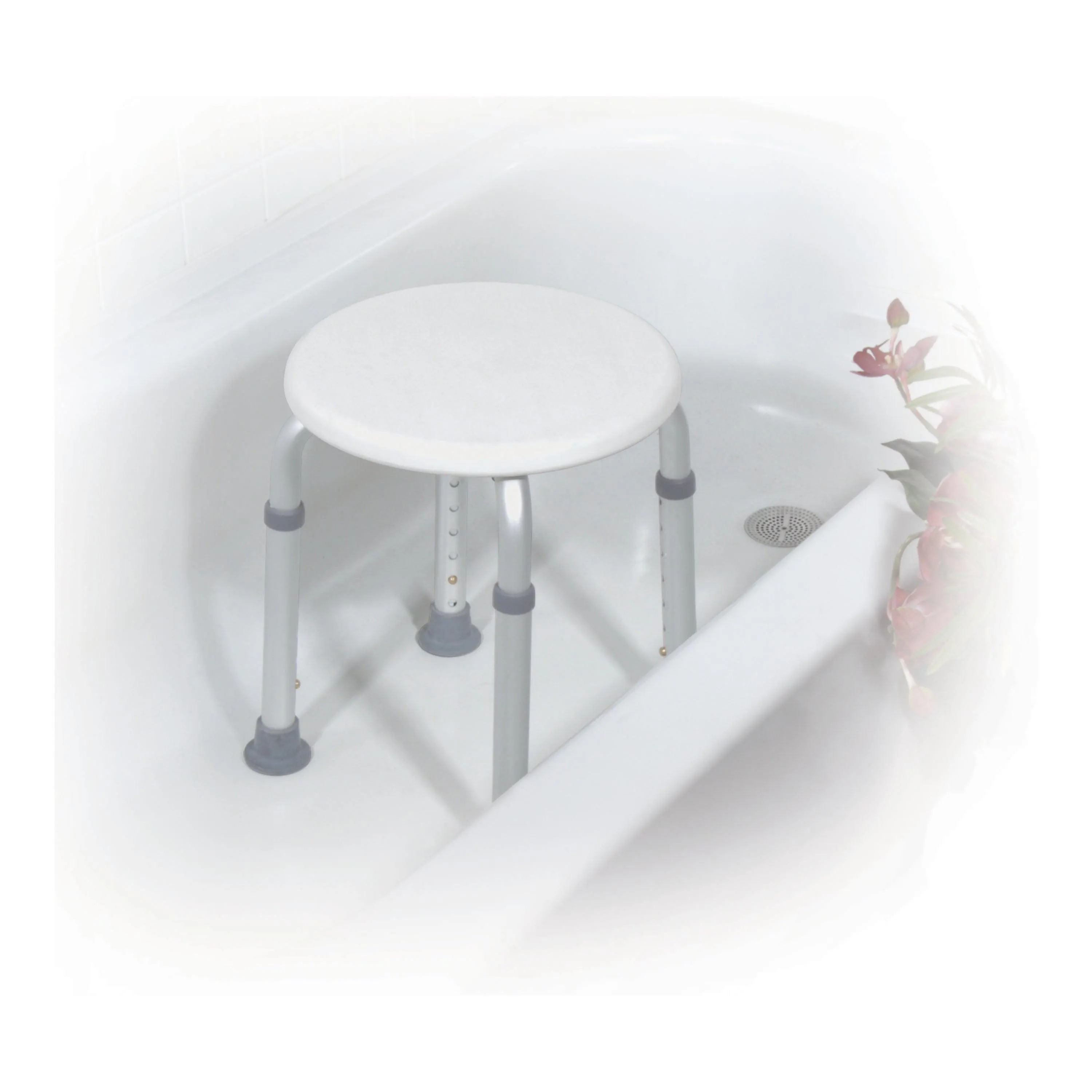 Drive Medical Adjustable Height Bath Stool - White