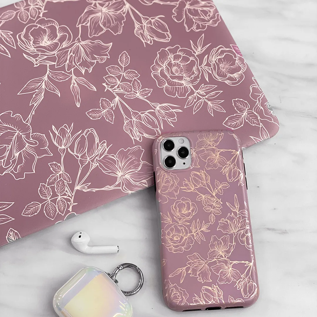 Dusty Rose Floral MacBook Case