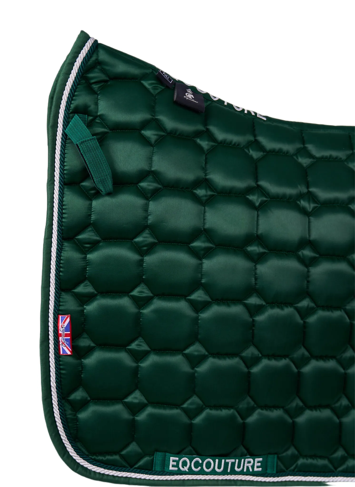 Eqcouture 'Symmetry' Luxury Satin Dressage Saddle Pad - FOREST GREEN