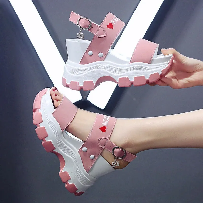 Fashionable Fish Toe Sandals with Thick Chunky Soles