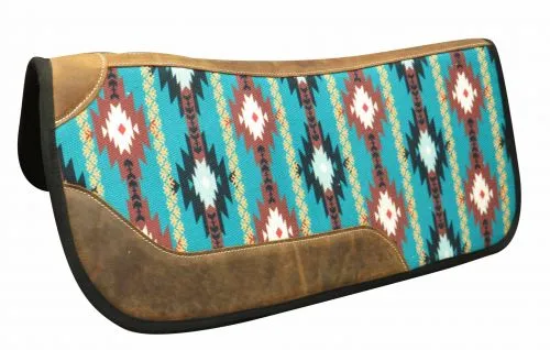 Felt Bottom Teal Navajo Print Saddle Pad