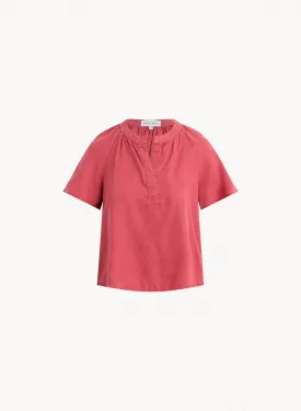 Flowy Short Sleeve Pullover - Riviera Red