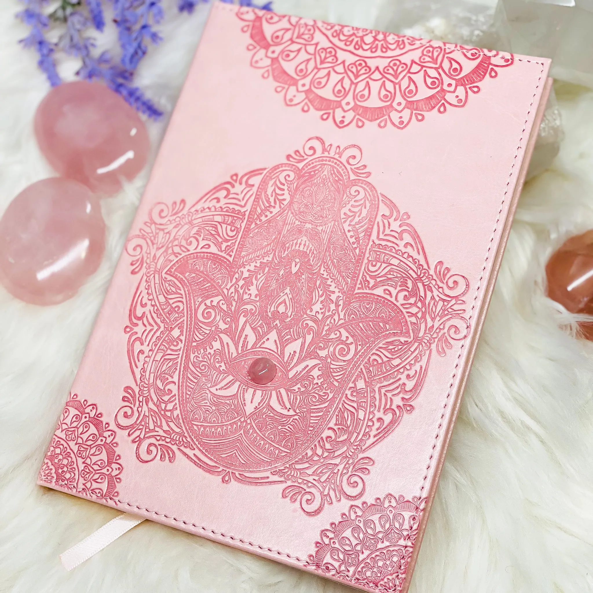 Handmade Pink Hamsa Journal