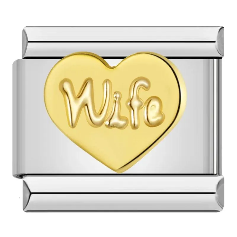 Heart, Love my Wife, in Gold on Silver