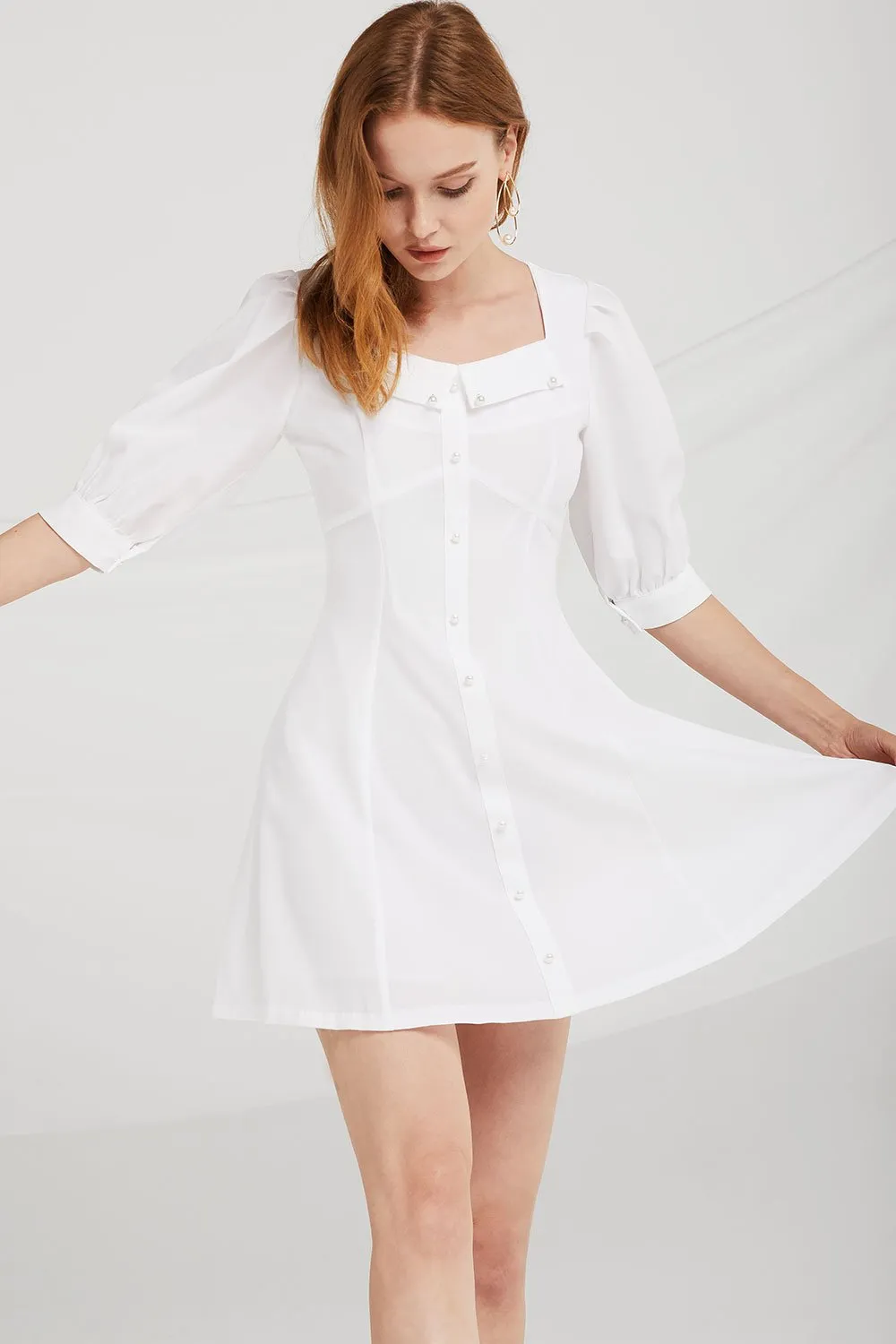 Kenzie Pearl Button Front Dress