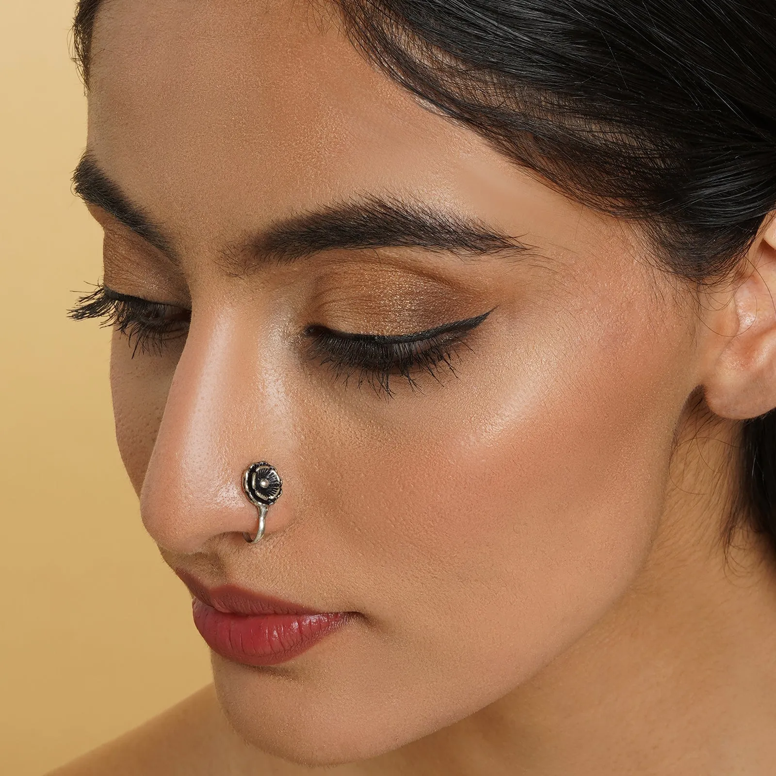 Kusum Silver Oxidised Nose Pin