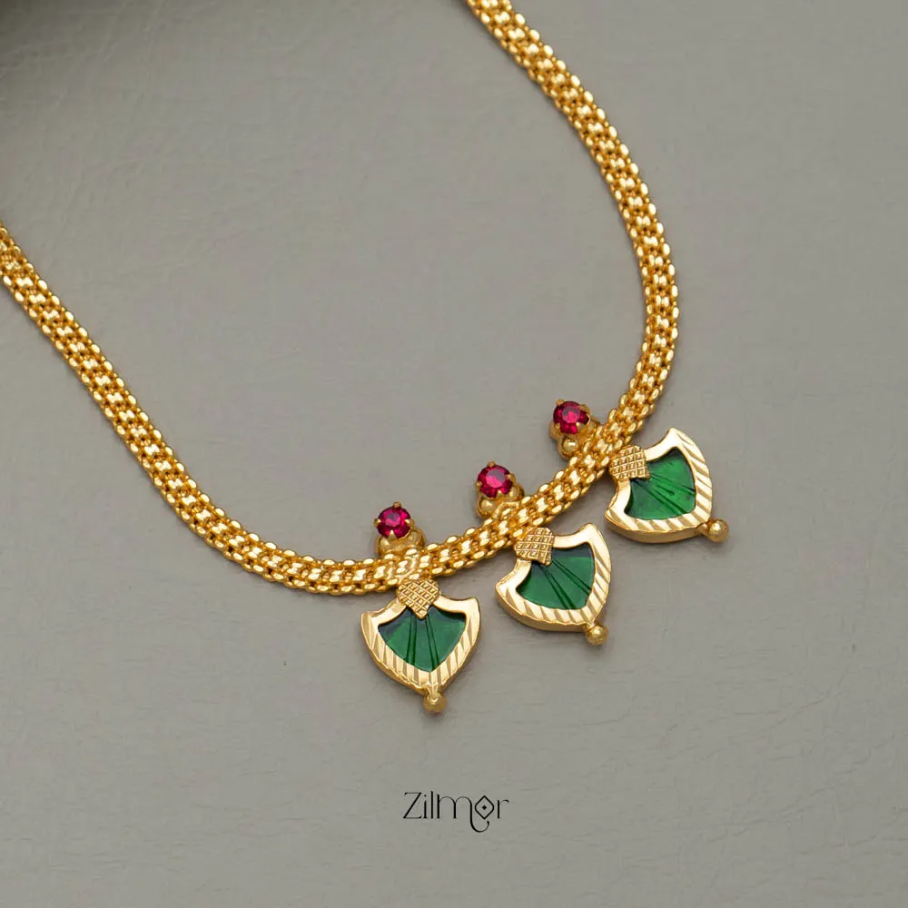 KY101151 - Simple Three Petals Palakka Necklace