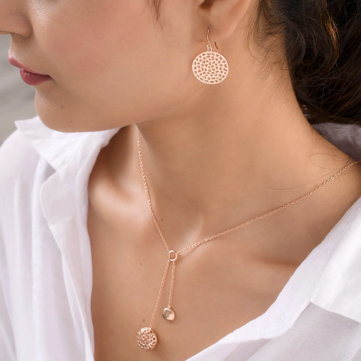 Lattice Disc Drop Earrings