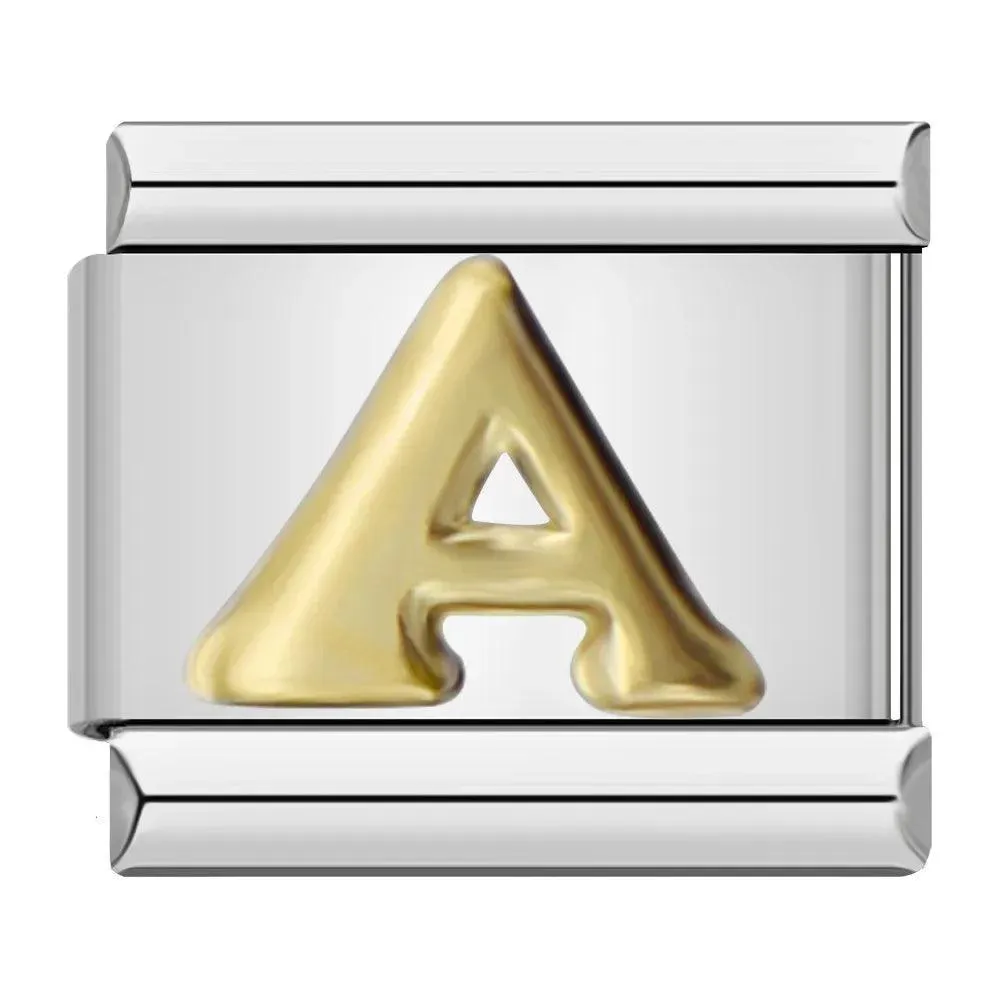 Letter A in Gold, on Silver