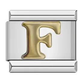 Letter F in Gold, on Silver