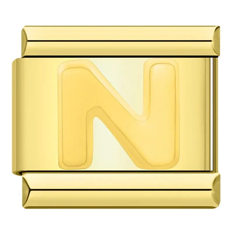 Letter N in Gold, on Gold