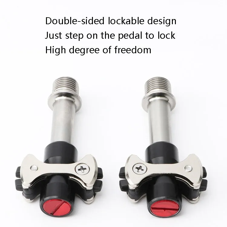 MEROCA Road Lock Shoes Card Three Pardin Bicycle Lollipops Self-Locking Pedal With Lock, Style: Titanium Alloy Axis (Red)