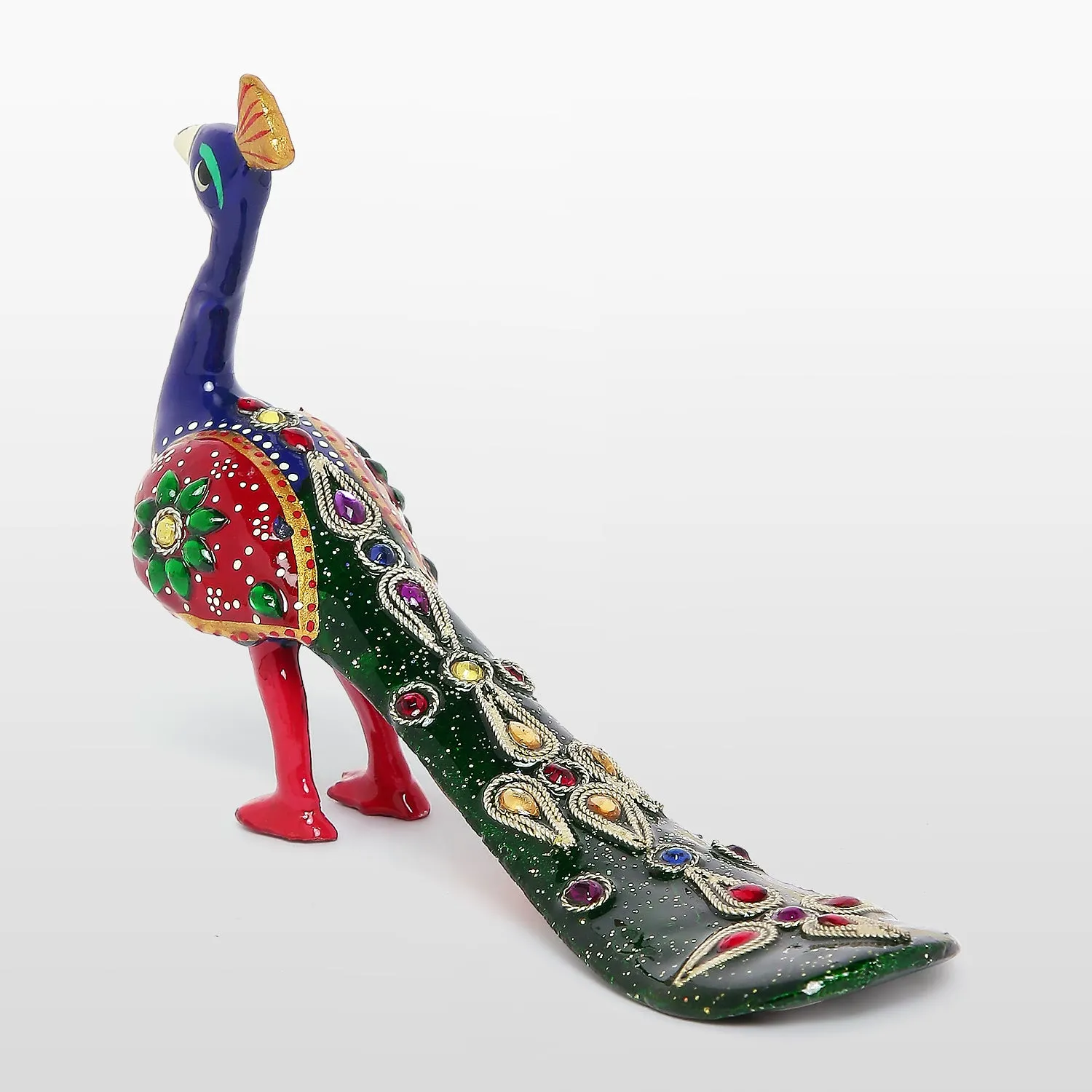 Metal Enamel Handpainted Peacock with Chamki 4 in