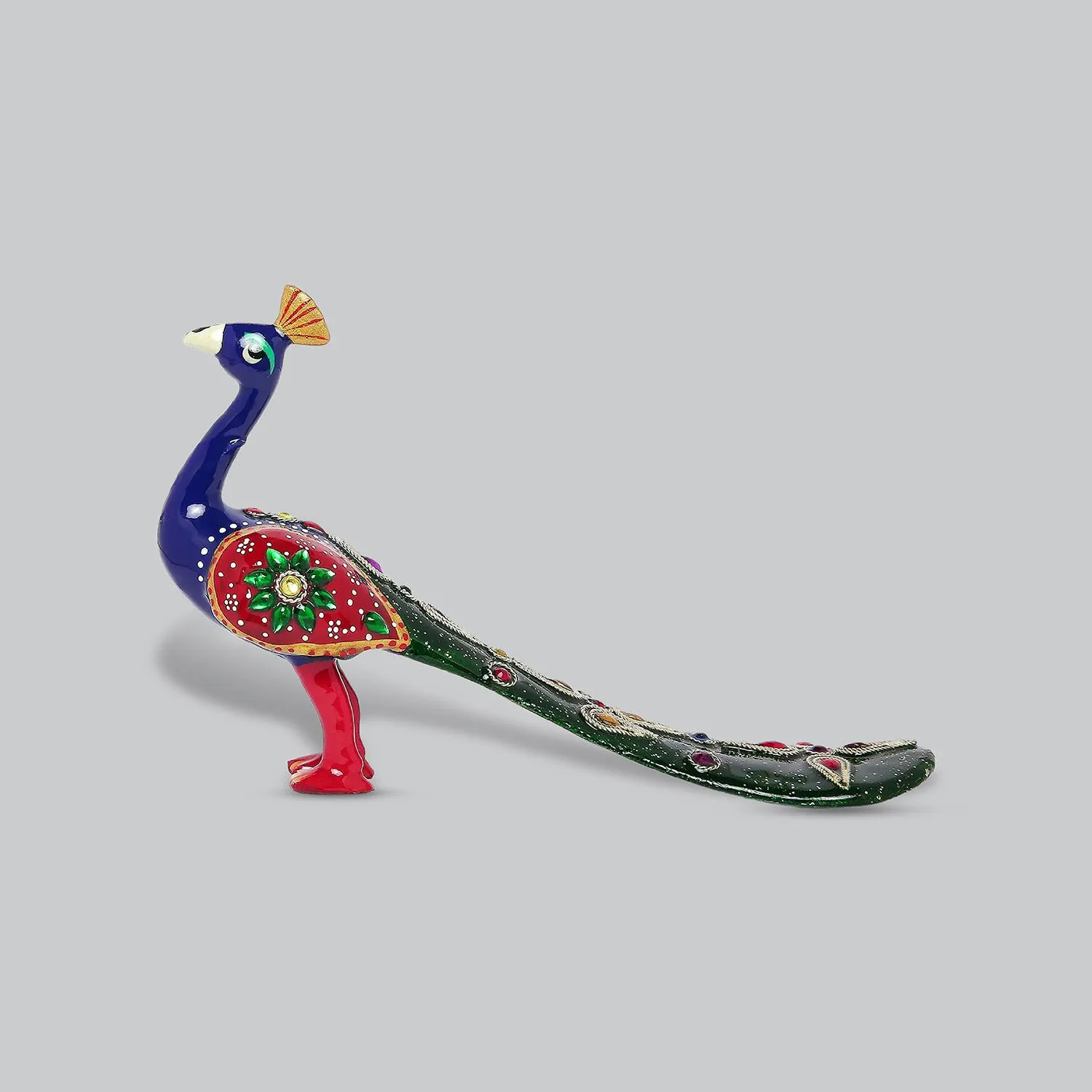 Metal Enamel Handpainted Peacock with Chamki 4 in