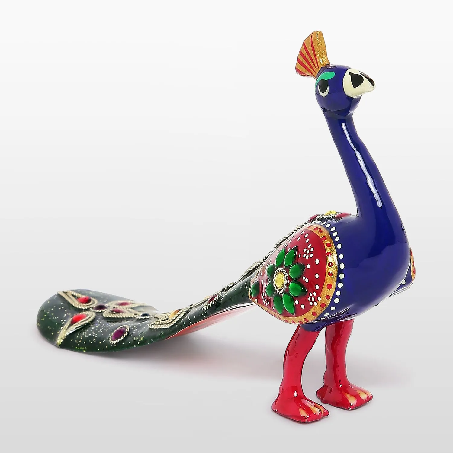 Metal Enamel Handpainted Peacock with Chamki 4 in