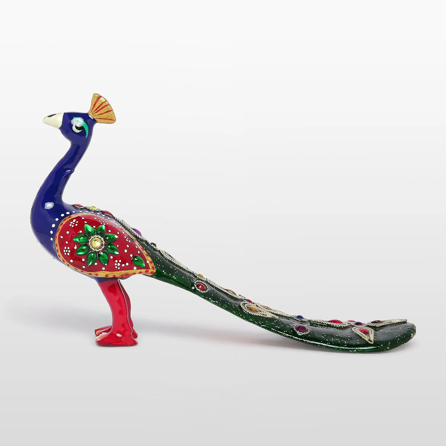 Metal Enamel Handpainted Peacock with Chamki 4 in