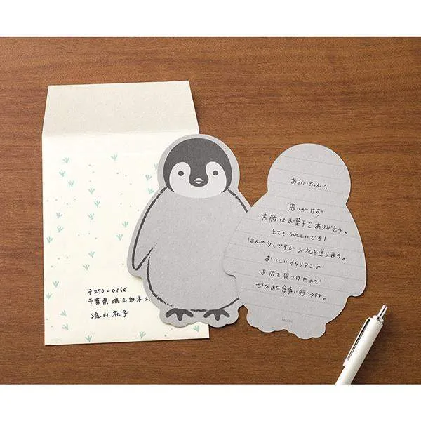 Midori Letter Set Die-Cut Animal - Penguin Pattern