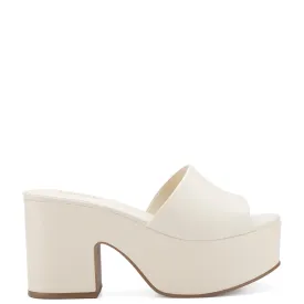 Miso Platform Sandal In Ivory Leather