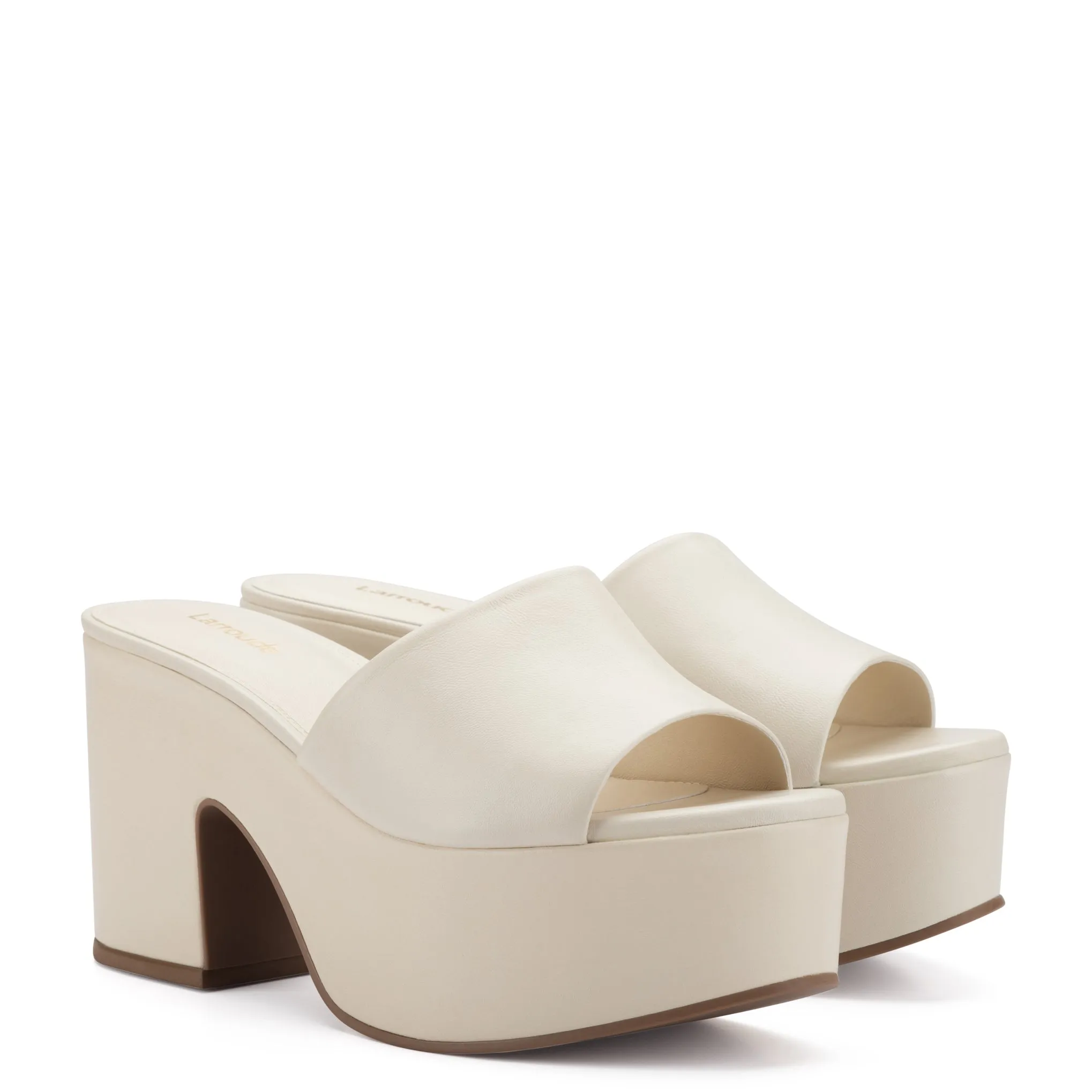 Miso Platform Sandal In Ivory Leather