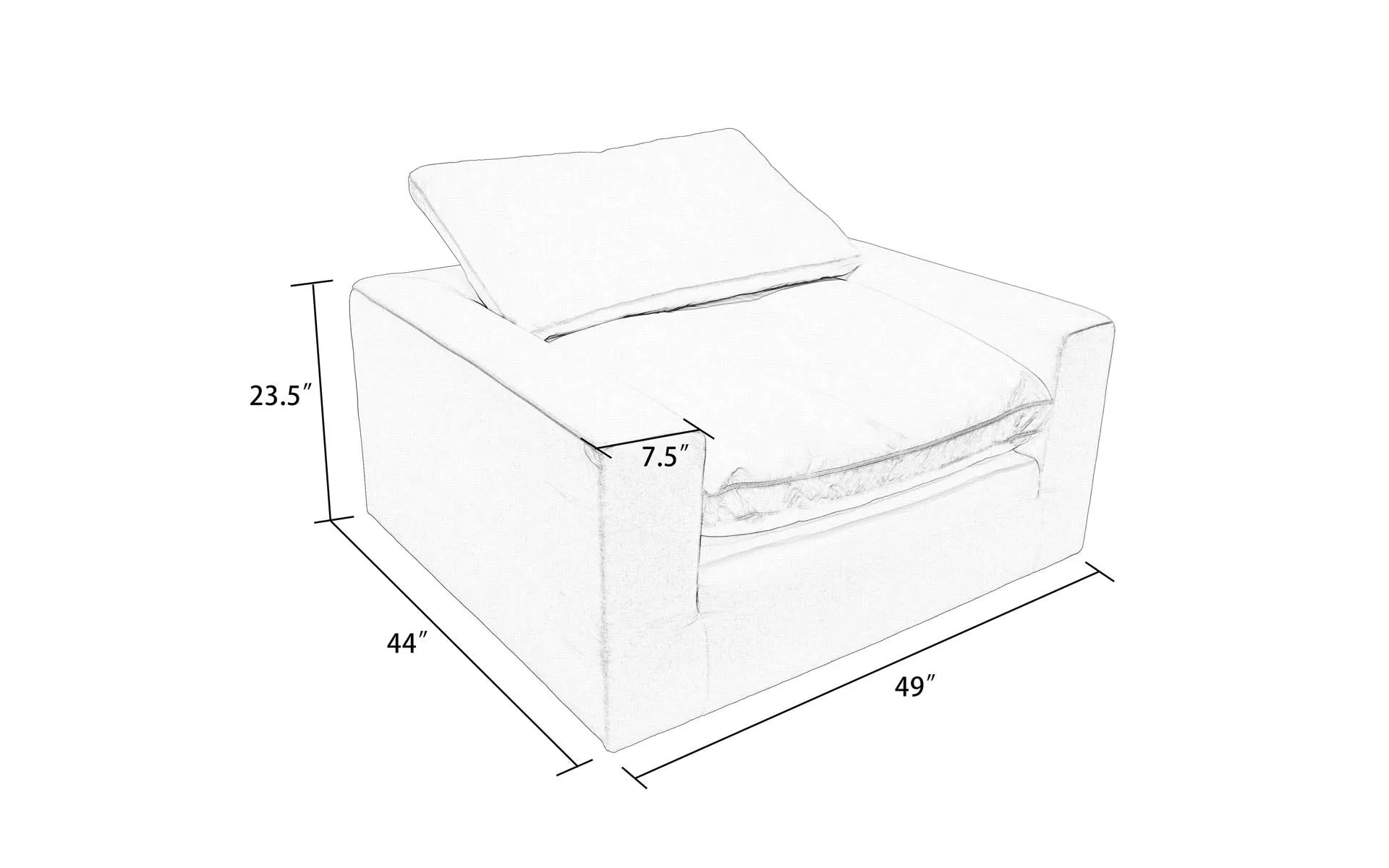 Mëlo White Fabric Wide Armchair