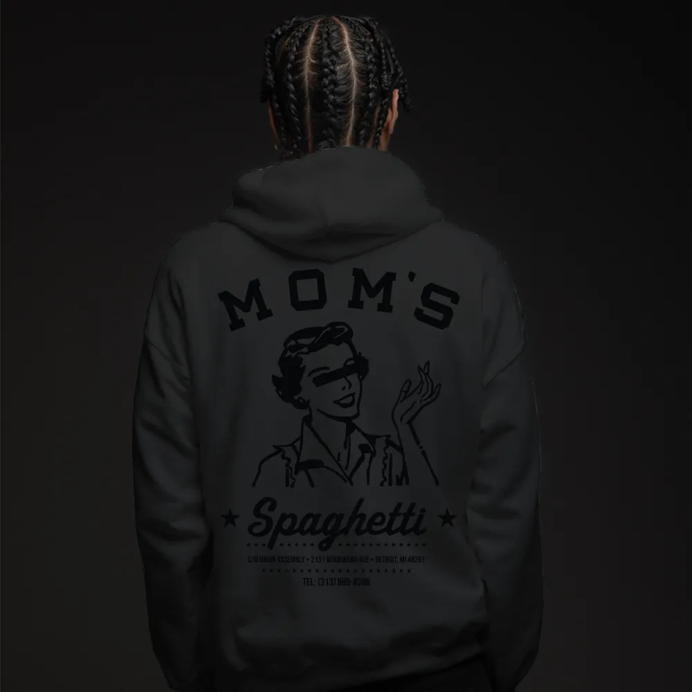 Mom's Spaghetti Chef Hoodie (Black on Black)