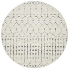 Monochrome Trellis Silver Round Rug