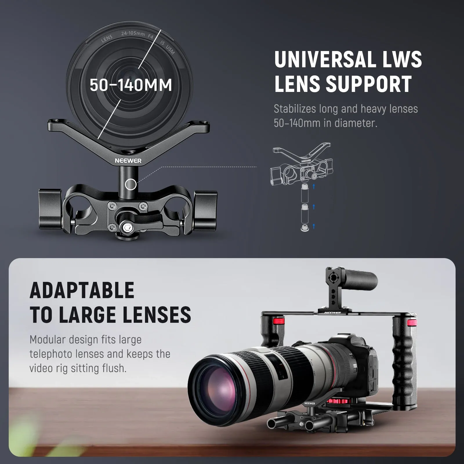 NEEWER CA012 55mm Height Camera Lens Support