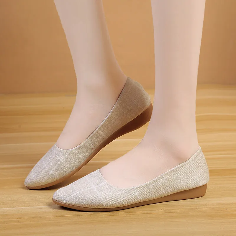 New Style Female Pointed Toe Low Heeled Flat Bottomed Fashionable Work Shoes