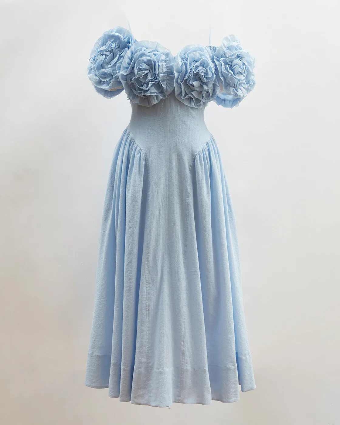 Ophelia Dress Pleated Cotton Blue