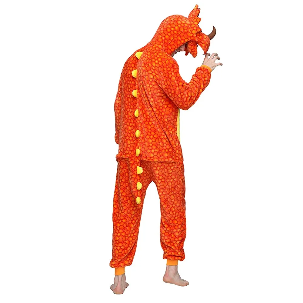 Orange Triceratops Dinosaur Adult Onesie