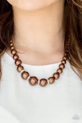 Paparazzi Accessories  - Party Pearls #N219 Box 3 - Brown Necklace